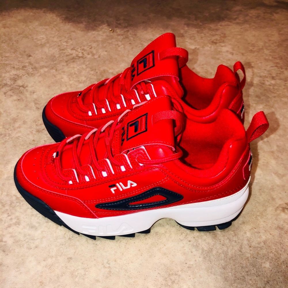 Fila💲Disruptor II Premium Shoe 🔴🔵⚪️Red/Navy/wht - Picture 5 of 8
